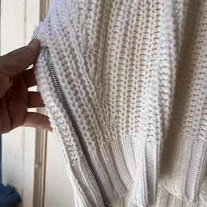 7 For All Mankind Chunky Sweater Sz XL Minimal White Zippers Boho Coastal Summer thumbnail 9