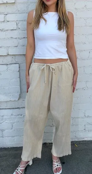 Vtg D&Co. cream textured capri pants sz 2X #basics #eurosummer #boho #vacation thumbnail 1