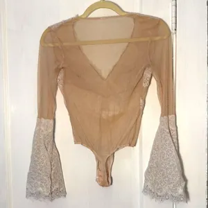 Victoria's Secret Nude Mesh White Lace Teddy Bodysuit thumbnail 2