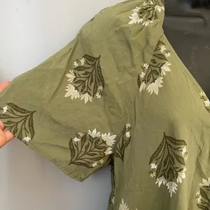 Old Navy Green and white midi dress #tiered #cottagecore size M thumbnail 2