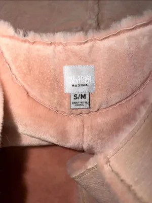 VTG Wilsons Leather Maxima Pink Suede Patchwork Poncho Cape Faux Fur Lined S/M thumbnail 8