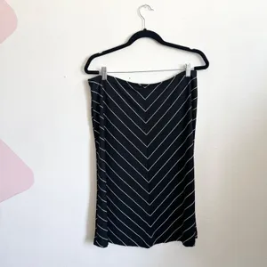 Black Chevron Midi‎ Skirt, Grunge, Y2K, Boho, Indie, Vintage, Edgy, Large, Retro thumbnail 2