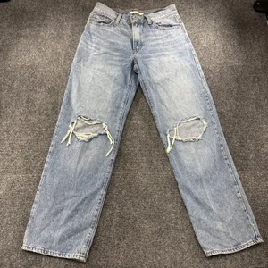 Levi's 94 Baggy Jeans Women's 27 Light Wash Distressed Wide Leg Y2K Denim thumbnail 1