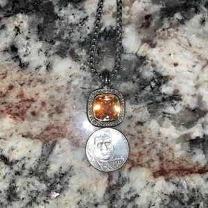 Citrine rhinestone necklace & earring set thumbnail 4