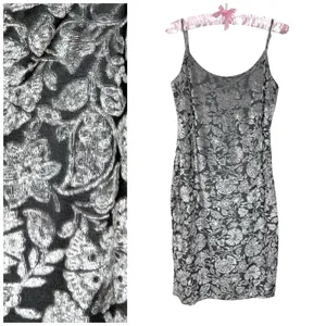 NWOT Y2K Bebe Slip Dress S Velvet Burnout‎ Silver Lined Fairy Grunge Whimsigoth thumbnail 2