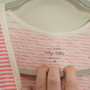 J. Crew Size Medium Tank Top Pink Striped Vintage Cotton Scoop Neck Cotton Soft thumbnail 5