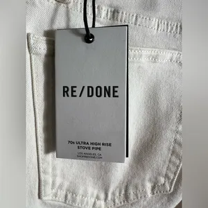 Re/Done Women's Straight Leg Jeans in Cream thumbnail 5