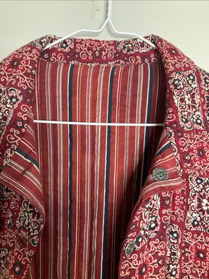 Source Unknown Red Patterned Open-Front Blazer Jacket Quilted Boho thumbnail 8
