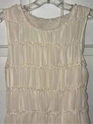 Cream Ruched Sleeveless Blouse Top Stretch -Size S/M, Unbranded thumbnail 2