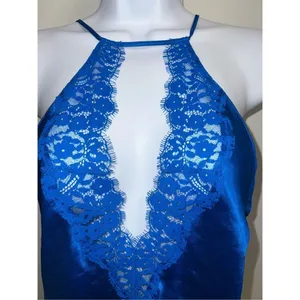 Victoria's Secret Women’s Satin & Lace Blue Top. Size medium thumbnail 2