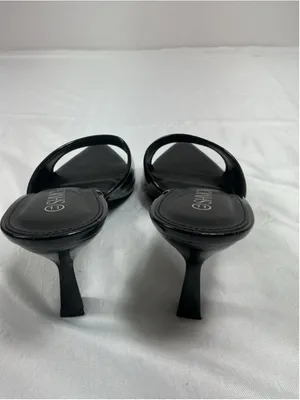 Womans Excellent Shmch Slip On Stiletto Mules Size 11 Black Open Pointed Toe thumbnail 4