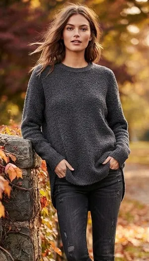 Old Navy Cozy Charcoal Crewneck Sweater thumbnail 1