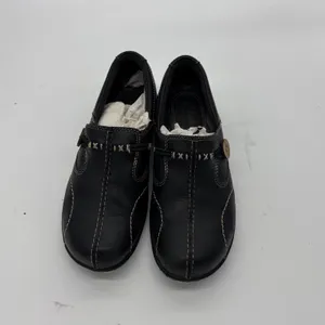 Clarks Womens Black Leather Button Slip On Loafers Shoes Size 5M thumbnail 3
