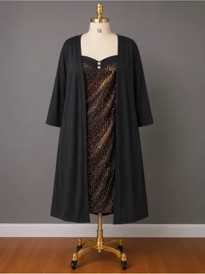 Heart Neckline Patchwork Sequin Button Detail Dress-NWT: Size 14-16 thumbnail 4