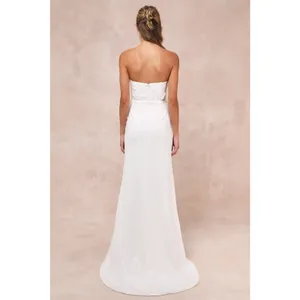 Lulus Refined Glow White 3D Embroidered Sequin Strapless Maxi Dress Bridal Small thumbnail 4