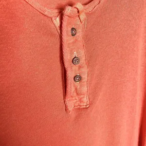 Free People We the Free Star Relaxed Distressed Henley Top Orange Linen Small thumbnail 4