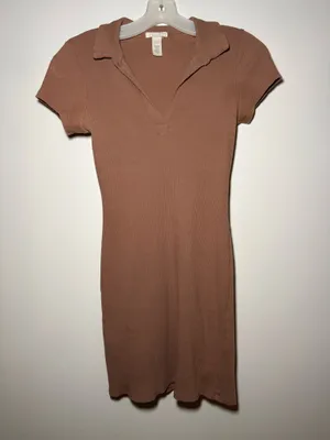 brown ribbed polo-style mini dress Golf Full Tilt Collared Women’s Small thumbnail 2