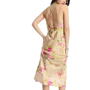 ASOS Reclaimed Vintage Cami Satin Midi Dress in Summer Floral, Size 12 thumbnail 2