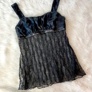 Vintage Sequin Cami Black Size M thumbnail 1