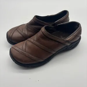 Merrell Encore Coffee Bean Brown Leather Slip On Clogs Shoes Womens 7 M-Select thumbnail 3