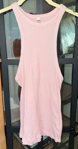 Intimately Free People racerback tank top high neck light pink ribbed blush thumbnail 1