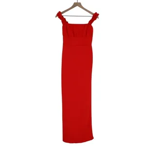 Lulus Tayla Maxi Dress Women's Medium Red Sleeveless Ruched‎ Column Back Zip thumbnail 2