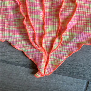 Bershka Neon Pink and Yellow Striped Top thumbnail 3