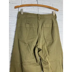 GAP Wide-Leg Khakis Women 2P Olive Green Excellent High‎ Rise Stretch Cotton thumbnail 4