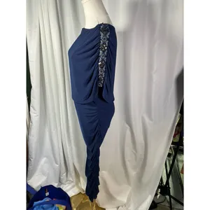 Midnight Velvet Womens Navy Blue Embellished Ruched Evening Gown‎ Dress Size 6 thumbnail 2