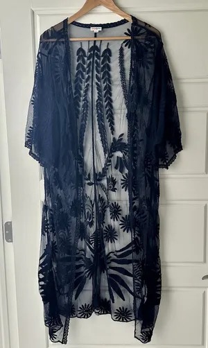 LulaRoe Navy Floral Embroidered Duster Sz S thumbnail 1