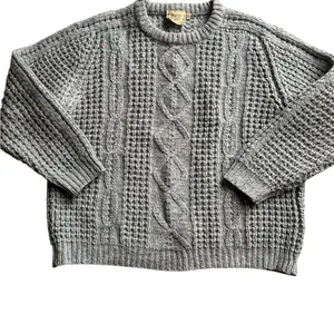 Gaeltarra Blue fisherman cable knit wool sweater hand loomed Ireland Size 42 thumbnail 2