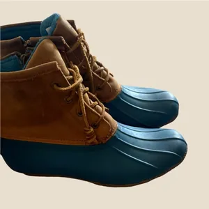 Sperry Top-Sider Saltwater Duck Boots Tan Leather Waterproof STS94923 Women 9 thumbnail 1