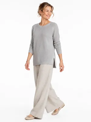 Eileen Fisher M Organic Cotton Cashmere Waffle Knit Tunic Lagenlook Gray thumbnail 2