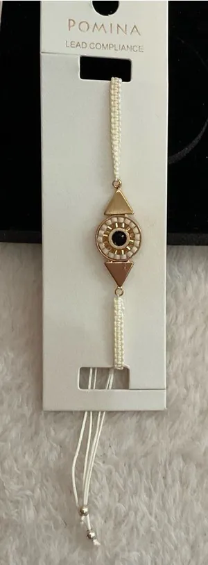 Pomina White and Gold Protective Evil Eye Bracelet thumbnail 1