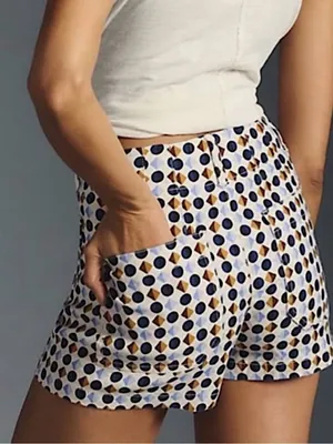 Anthropologie Maeve The Colette Shorts Blue Geometric Print High Waist Size 26 thumbnail 4