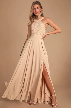 Lulus Picture Perfect Blush Lace Maxi Dress Size Small NWT thumbnail 1