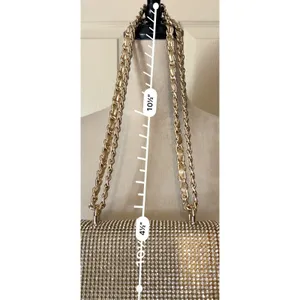 Gold Tone Rhinestone Crystal Shoulder Bag Chain Strap Magnetic Lined Pockets thumbnail 7