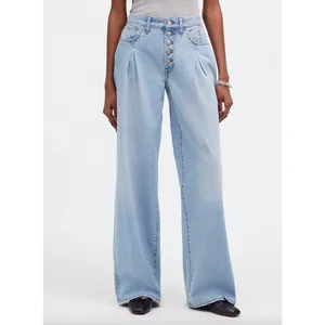 Madewell Superwide Leg Jeans Cather Wash Button Front Blue High Rise US 26 NWT thumbnail 2