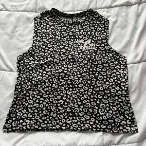 Womans Size Medium White‎ Black Cheetah Print Activewear Outdoor Fleece Lined thumbnail 1