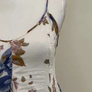 Free People‎ Alyson Floral Slip Dress Blue White Boho Mini Handkerchief Hem XS thumbnail 5
