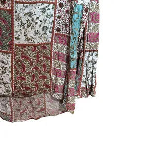 UMGEE Top Womens Medium Multicolor Patchwork Boho Print Blouse Ladies thumbnail 5
