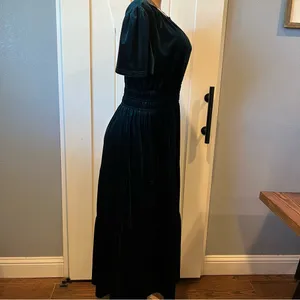 NWT Elegant Velvet velour tiered maxi Dress short sleeve xl(16-18) thumbnail 12