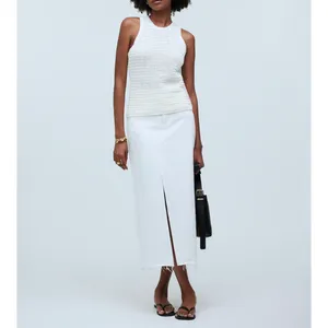 Madewell Crochet Knit Crewneck Sweater Tank Cotton Vest Bright Ivory XS NWT thumbnail 2