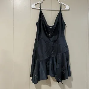 Oh Polly Black Rhinestone Mini Dress NWT Spaghetti Strap US 8 thumbnail 2