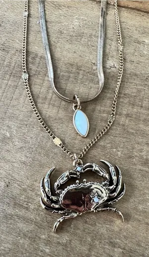 NEW Vintage Free People Crab Layered Necklace Cancer Zodiac Gold thumbnail 1