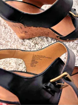 Aldo Women's Cork Wedge Sandals in Black thumbnail 4
