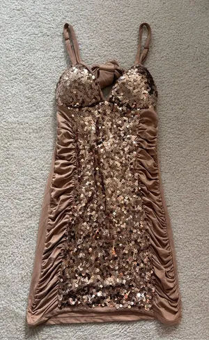 Y2K Wet Seal Gold Sequin Mini Dress thumbnail 1