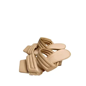 Abound Carly Tan Beige Quilted Padded Square Toe Flared Heel Sandals‎ Mules 6M thumbnail 2