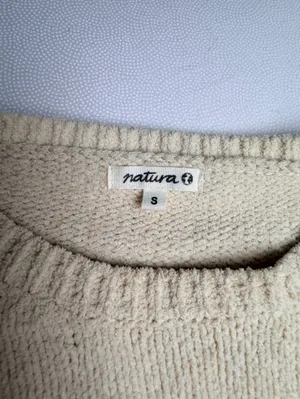 Natura Cream Chenille Knit Sweater Womens S Oversized Crewneck Pullover thumbnail 4