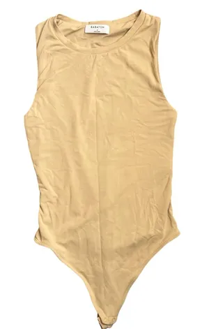 Aritzia Babaton Muscle Tank Bodysuit in Beige Tan | Small thumbnail 1